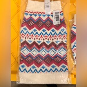 Ann Taylor Red and Blue Zigzag Dog Sweater